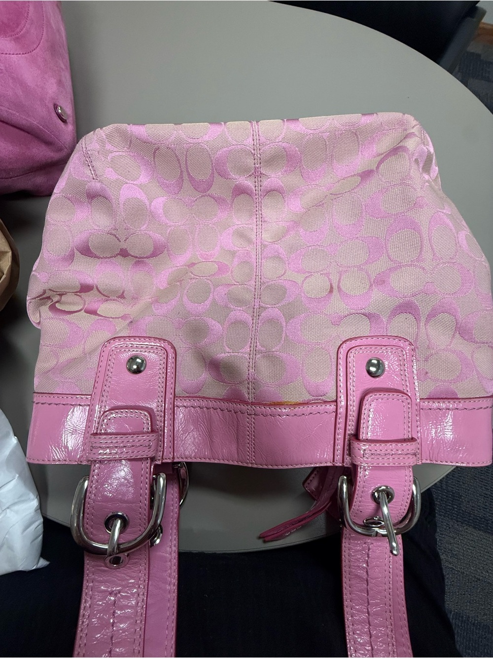 2010 Coach Pink Soho Signature Canvas Tote with Leather Trim - Picture 13 of 14